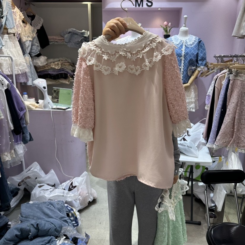 MS韓國東大門代購女士新品推薦休閑熱賣26春夏襯衫蕾絲衫MS襯衫/蕾絲衫