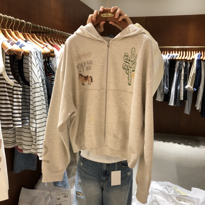 HEBON韓國東大門代購女裝新品休閑時尚26春夏衛衣連帽衫拉鏈HEBON衛衣圖色2