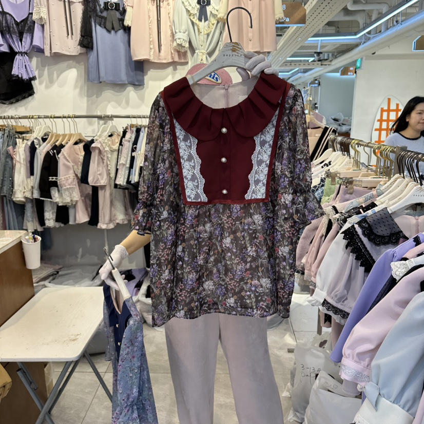 PAPA韓國代購女裝新款人氣職業熱賣休閑26春夏襯衫蕾絲衫PaPa/HALMADE襯衫/蕾絲衫圖色2