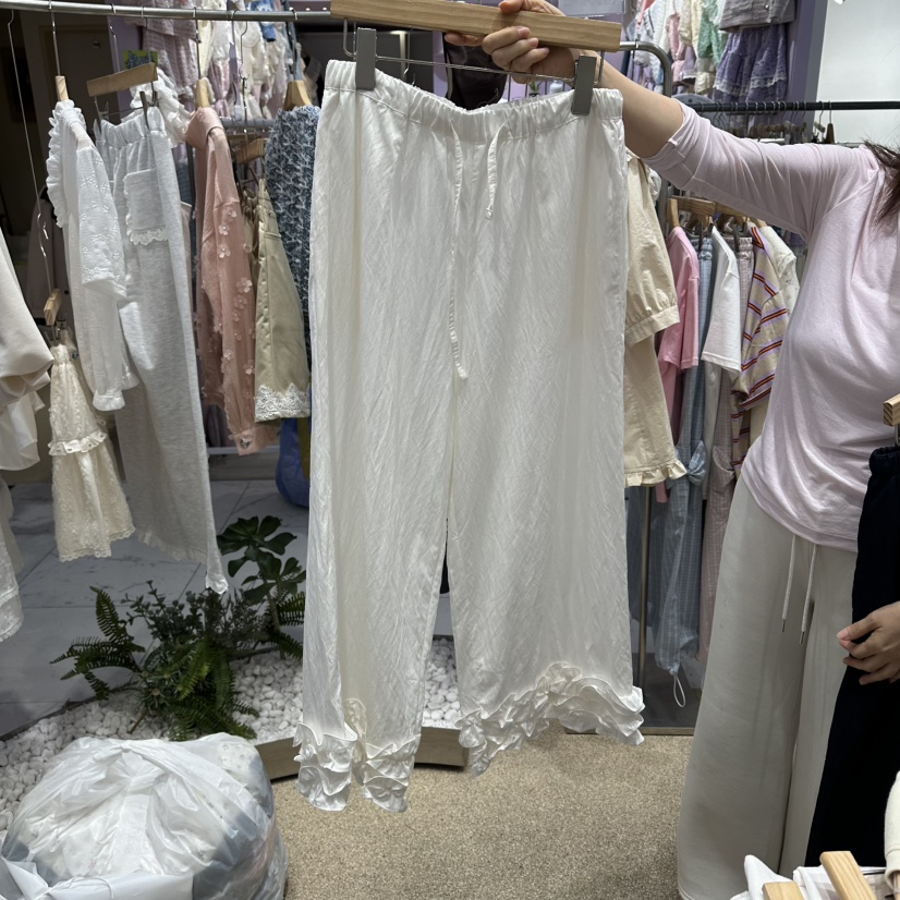 VIRUS韓國直郵實拍女裝新款休閑推薦人氣熱賣休閑褲荷葉邊VIRUS休閑褲圖色1