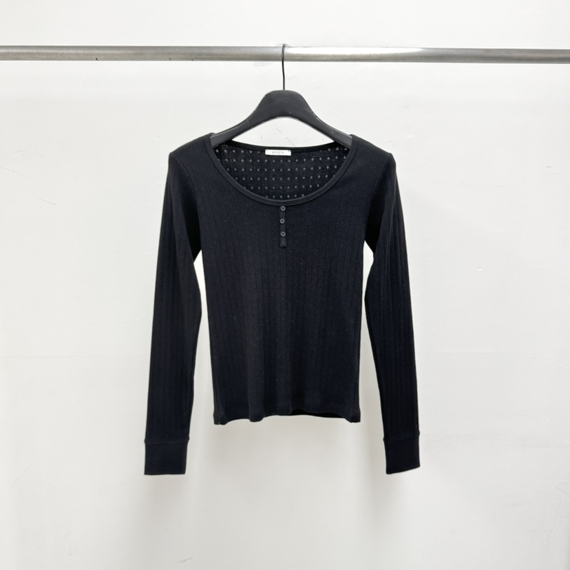 RIVER韓國代購女士新款推薦時尚職業熱賣26春夏長袖T恤紐扣WATER/RIVER長袖T恤圖色3