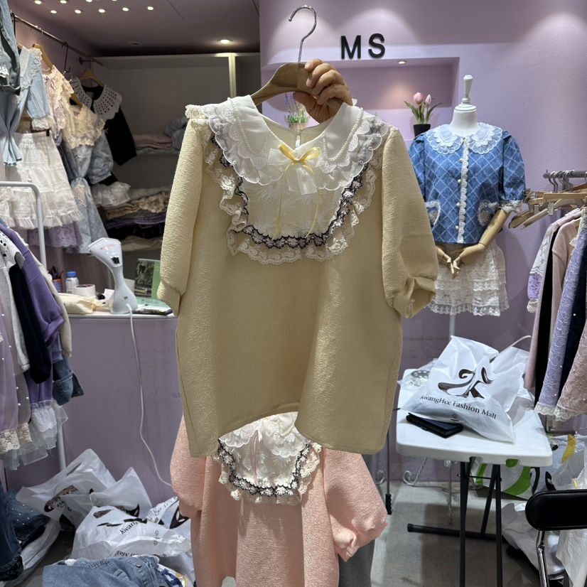 MS韓國直郵實拍女裝新品休閑時尚人氣職業熱賣襯衫蕾絲衫MS襯衫/蕾絲衫圖色1