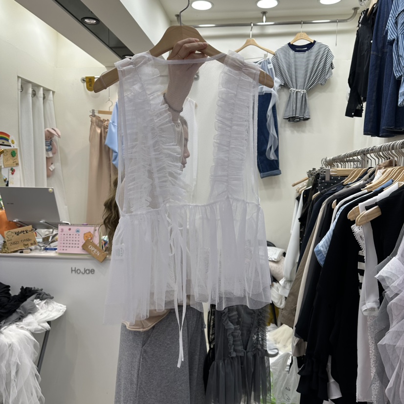 HOJAE韓國東大門直郵女士新款26春夏時尚職業推薦馬甲荷葉邊MID-LEVEL JUMP馬甲