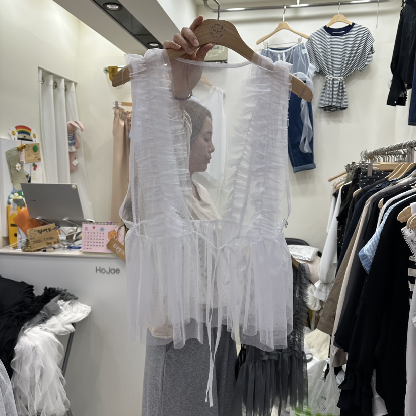 HOJAE韓國東大門直郵女士新款26春夏時尚職業推薦馬甲荷葉邊MID-LEVEL JUMP馬甲圖色1