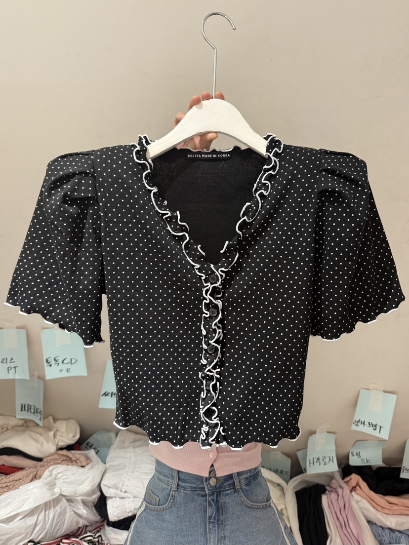 BELITA-L韓國直郵實拍女裝新品時尚襯衫蕾絲衫荷葉邊開衫BELITA-L襯衫/蕾絲衫圖色5