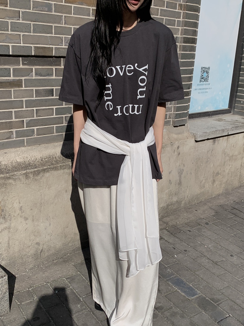 B_GARDER韓國直郵女士新款26春夏職業人氣休閑時尚推薦T恤B.GARDERT恤圖色2墨