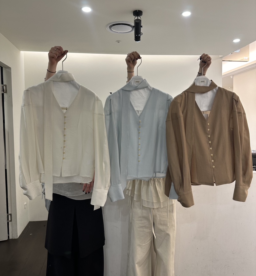 YOUR-P韓國東大門直郵女裝新品時尚熱賣襯衫蕾絲衫含脖帶YOUR-P襯衫/蕾絲衫