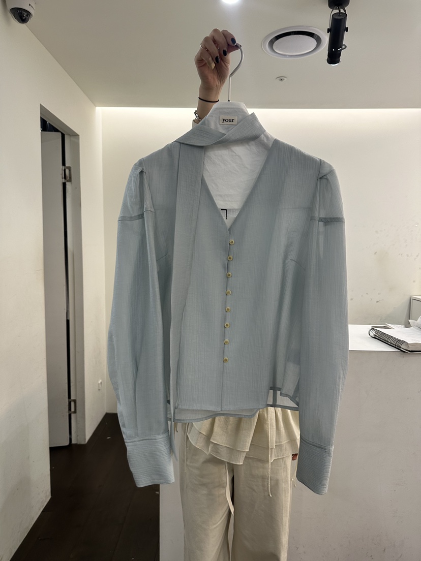 YOUR-P韓國東大門直郵女裝新品時尚熱賣襯衫蕾絲衫含脖帶YOUR-P襯衫/蕾絲衫圖色3