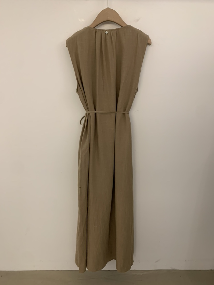 UNDER KEY韓國東大門代購女士新款推薦連衣裙含腰帶亞麻布刺繡UNDER KEY連衣裙