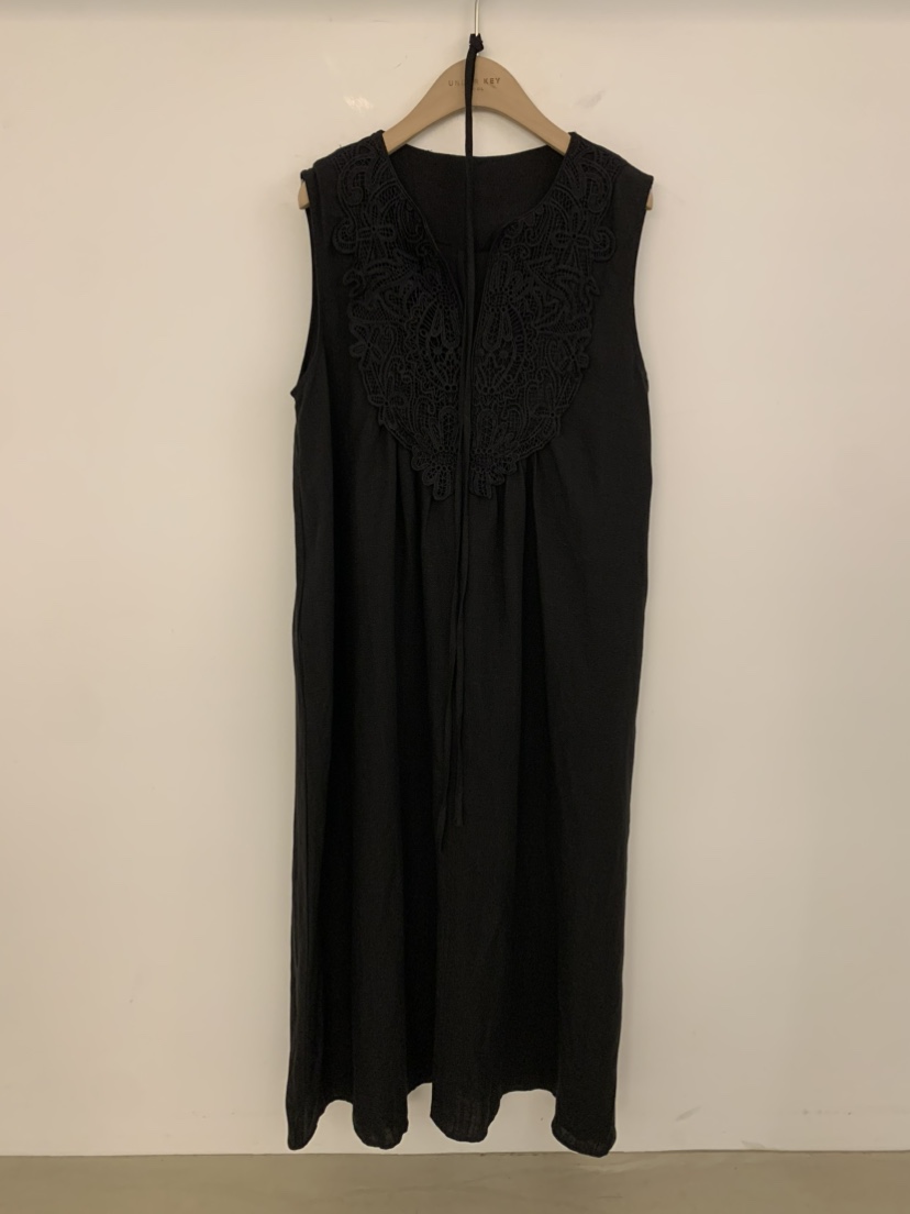 UNDER KEY韓國東大門代購女士新款推薦連衣裙含腰帶亞麻布刺繡UNDER KEY連衣裙圖色3