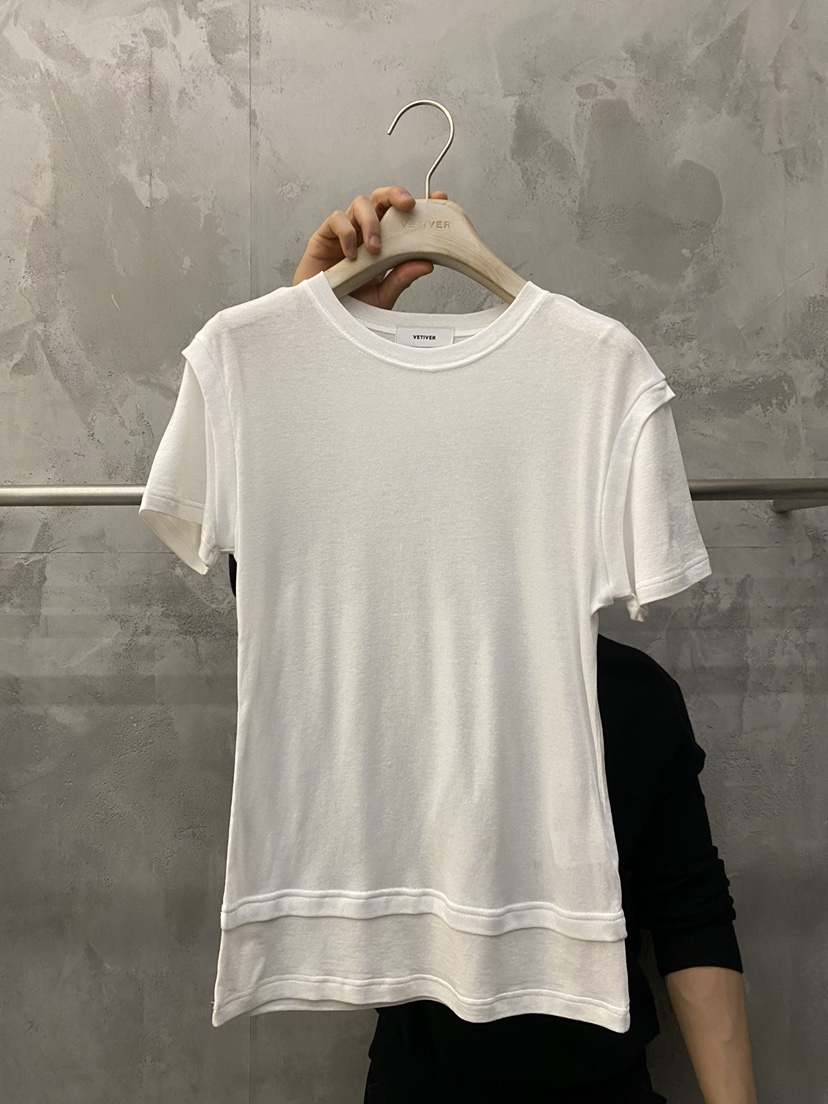 THE VETIVER-A韓國直郵女士新品休閑熱賣推薦T恤假兩件VETIVERT恤圖色1