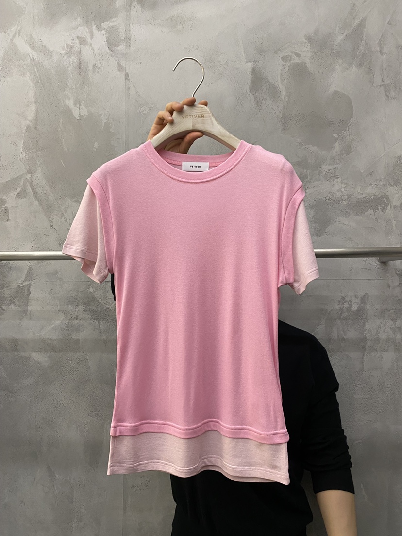 THE VETIVER-A韓國直郵女士新品休閑熱賣推薦T恤假兩件VETIVERT恤圖色2