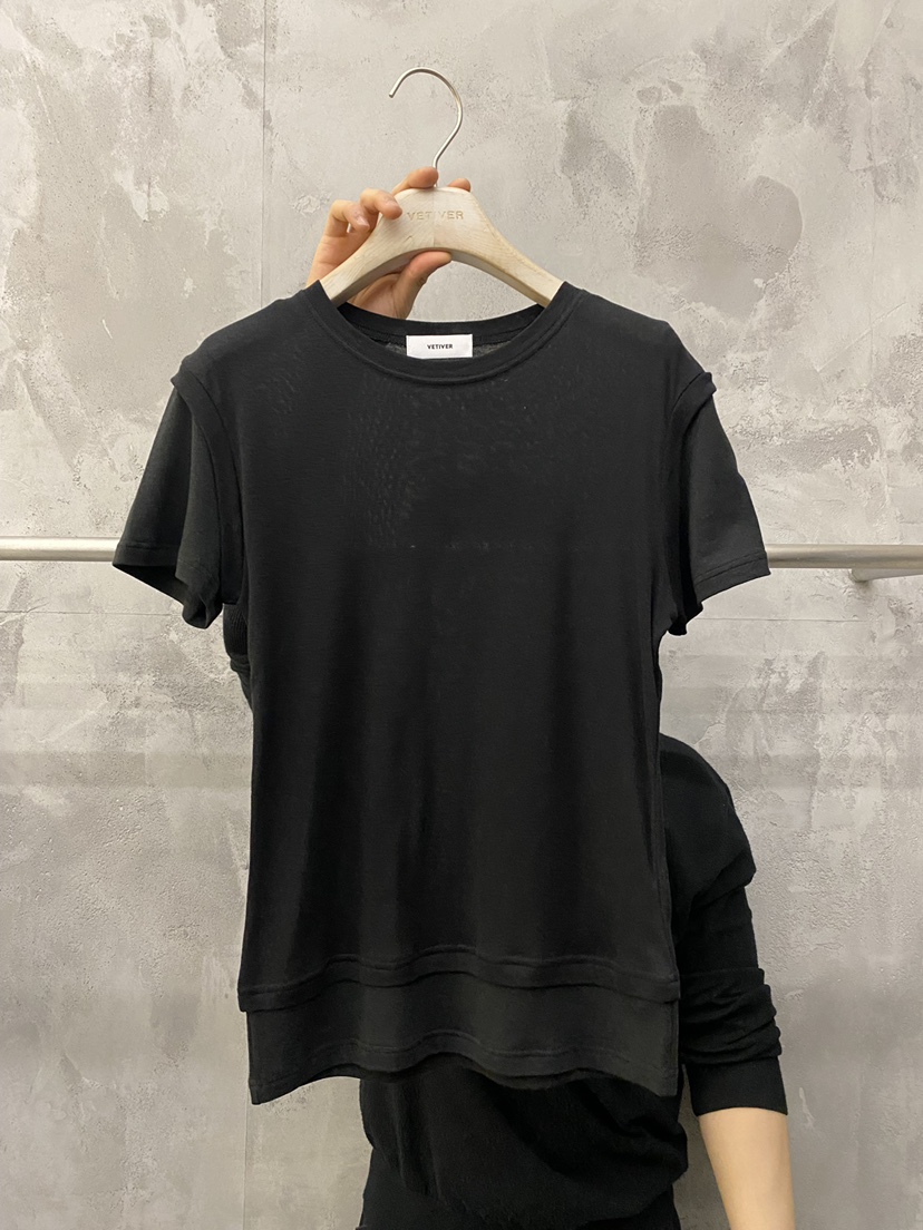 THE VETIVER-A韓國直郵女士新品休閑熱賣推薦T恤假兩件VETIVERT恤圖色3