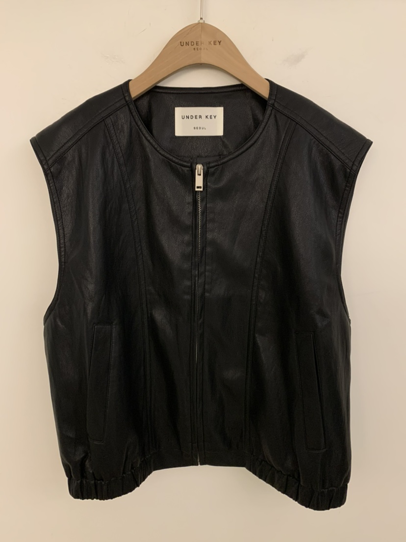 UNDER KEY韓國代購女裝新款推薦時尚人氣職業休閑馬甲皮革UNDER KEY馬甲圖色2