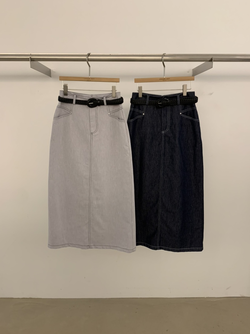 UNDER KEY韓國東大門直郵女裝新款人氣休閑熱賣長裙含腰帶UNDER KEY長裙