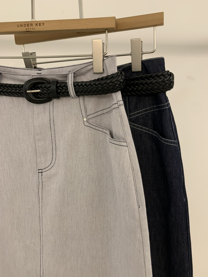 UNDER KEY韓國東大門直郵女裝新款人氣休閑熱賣長裙含腰帶UNDER KEY長裙