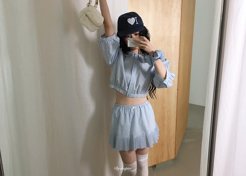 BY CHAPTER韓國代購女士新款休閑人氣職業時尚推薦短裙褶裙BY Chapter短裙