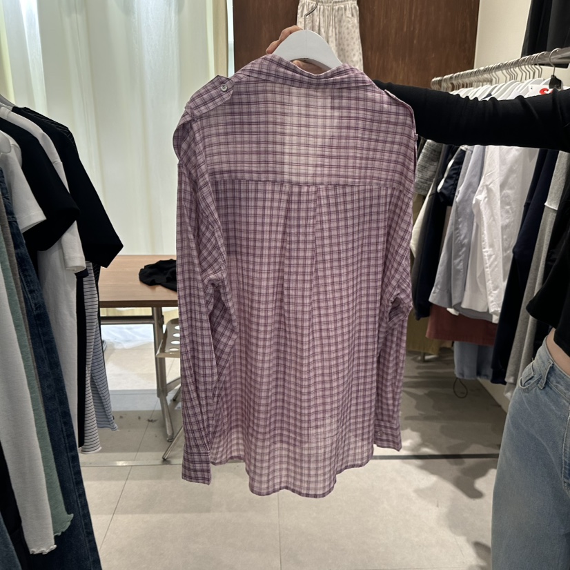 BUCKLE韓國東大門直郵女士新款職業休閑時尚襯衫蕾絲衫格子BUCKLE襯衫/蕾絲衫