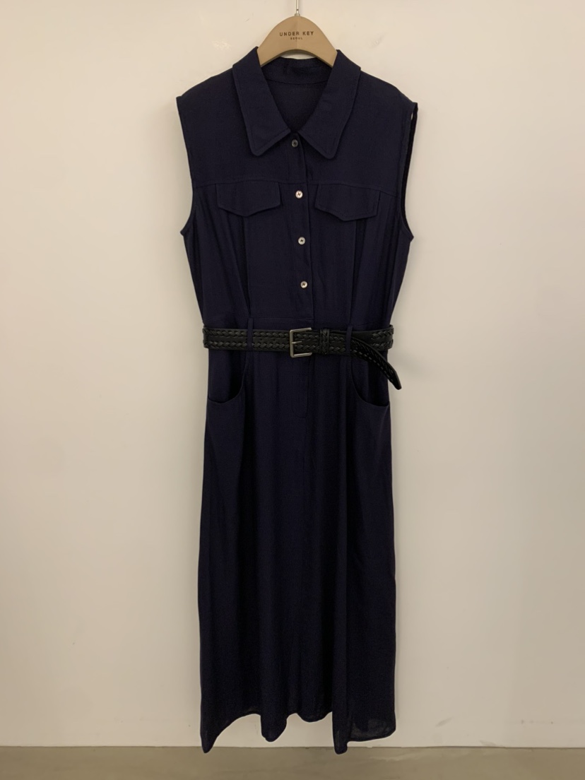 UNDER KEY韓國東大門直郵女裝新品26春夏連衣裙含腰帶亞麻布UNDER KEY連衣裙圖色3