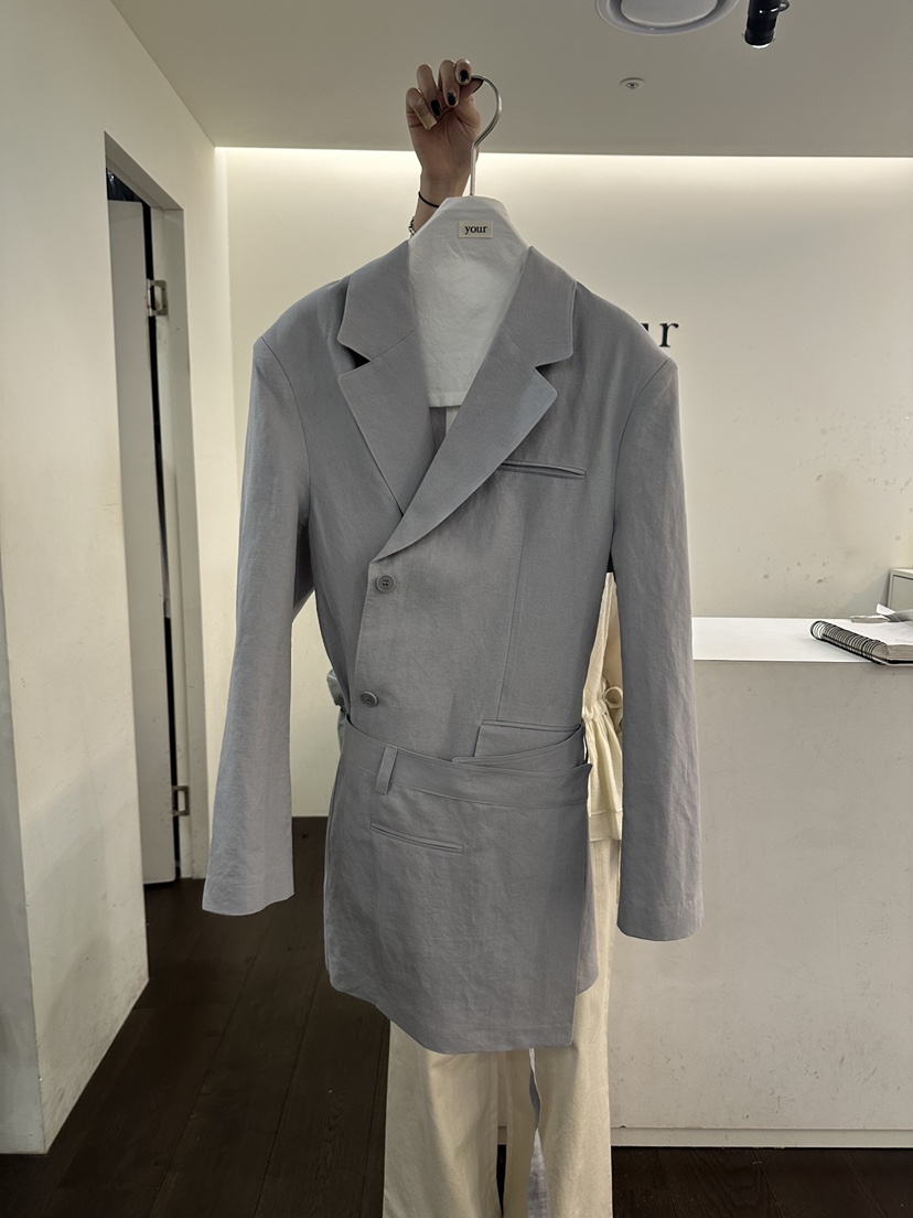 YOUR-P韓國東大門代購女士新款時尚人氣推薦夾克含腰帶亞麻YOUR-P夾克圖色2