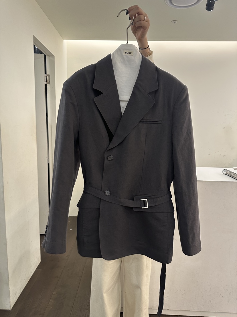 YOUR-P韓國東大門代購女士新款時尚人氣推薦夾克含腰帶亞麻YOUR-P夾克圖色4