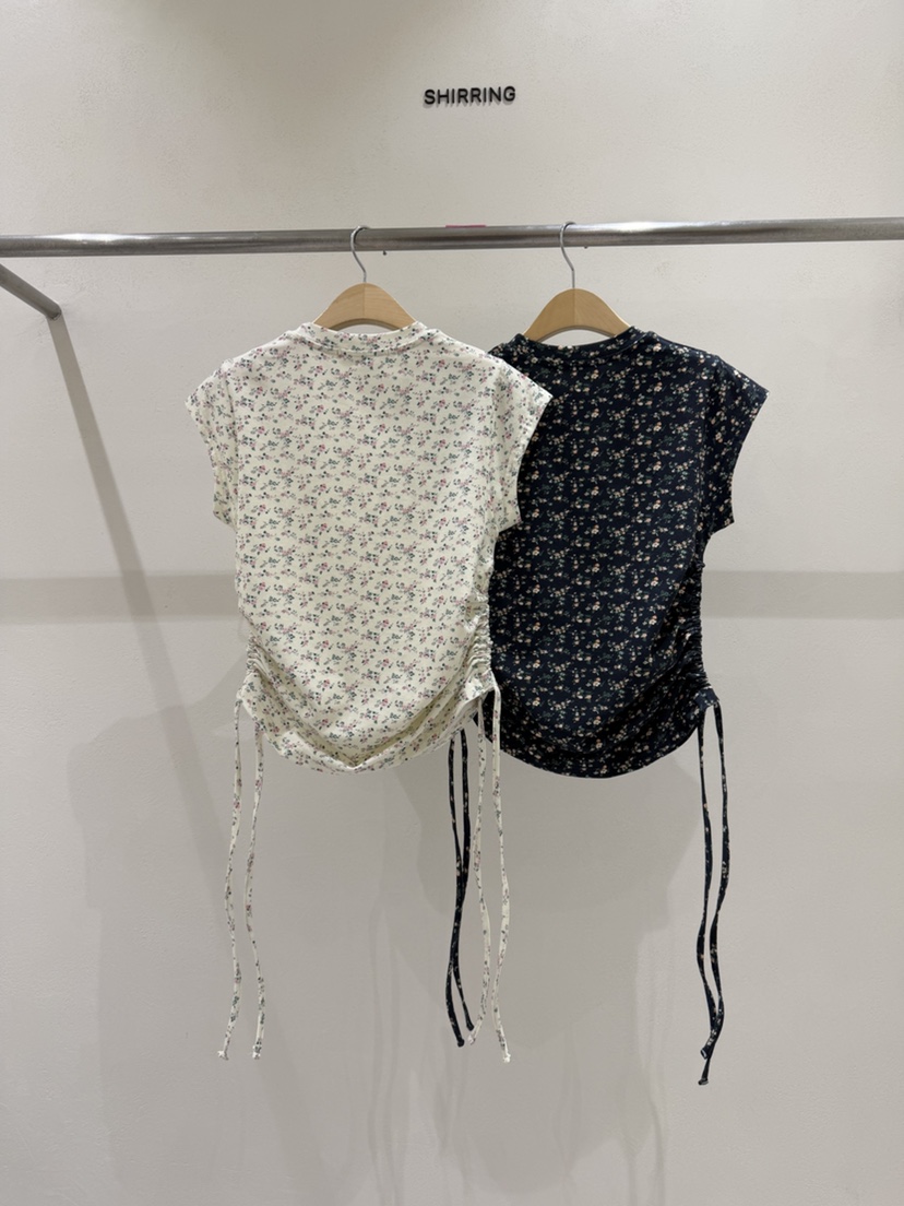 SHIRRING韓國直郵女裝新品人氣時尚休閑26春夏熱賣T恤褶皺SHIRRINGT恤