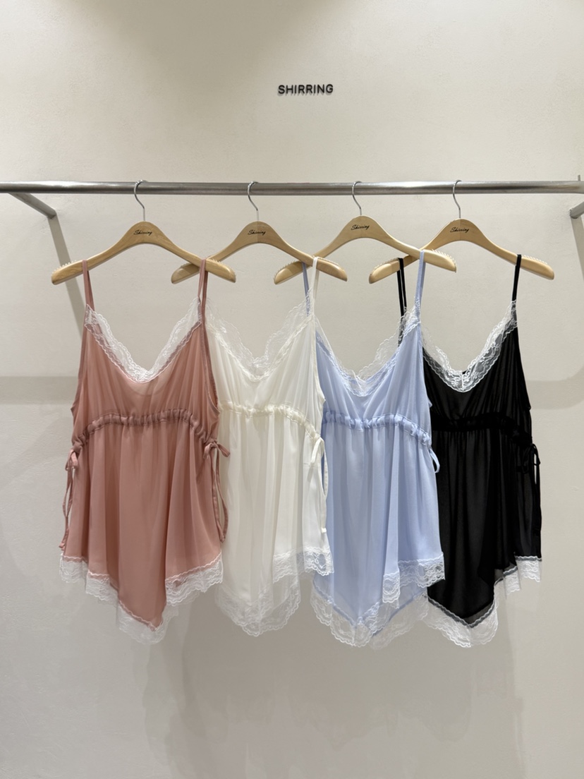 SHIRRING韓國東大門代購女士新品休閑人氣吊帶背心不對稱SHIRRING吊帶/背心