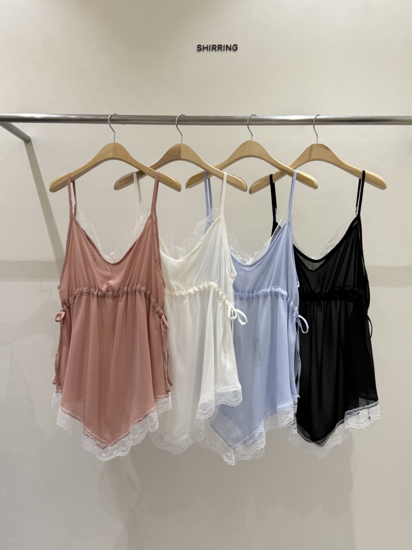 SHIRRING韓國東大門代購女士新品休閑人氣吊帶背心不對稱SHIRRING吊帶/背心