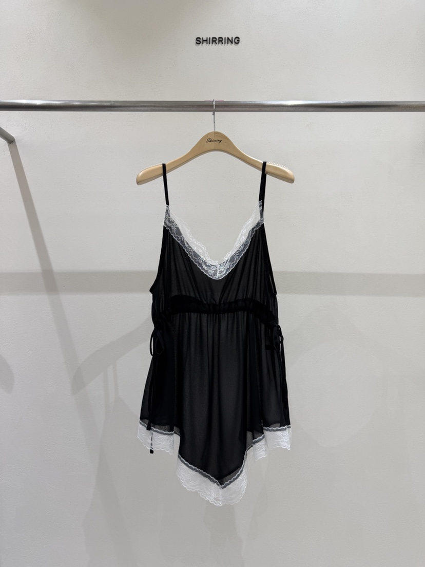 SHIRRING韓國東大門代購女士新品休閑人氣吊帶背心不對稱SHIRRING吊帶/背心圖色1