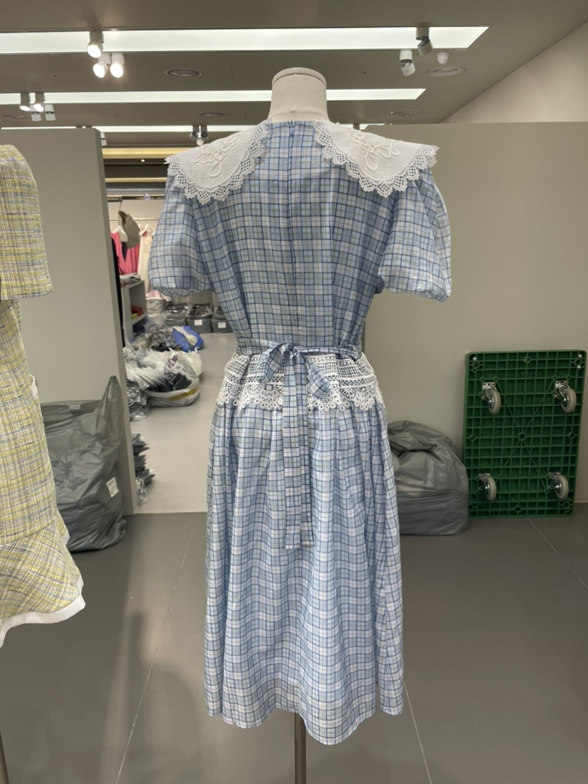 NAPKIN韓國代購女士新品職業推薦26春夏熱賣連衣裙格子蕾絲NAPKIN連衣裙