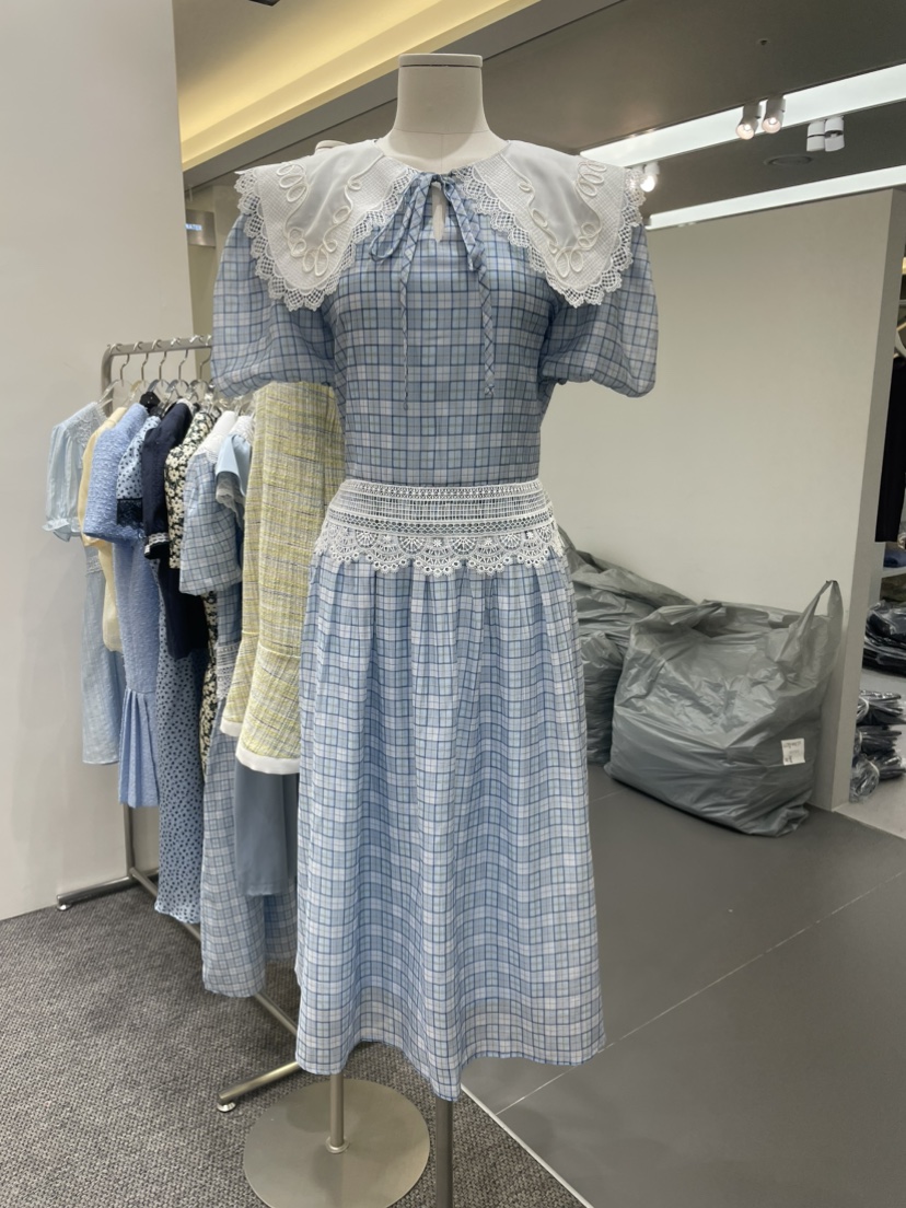 NAPKIN韓國代購女士新品職業推薦26春夏熱賣連衣裙格子蕾絲NAPKIN連衣裙圖色1