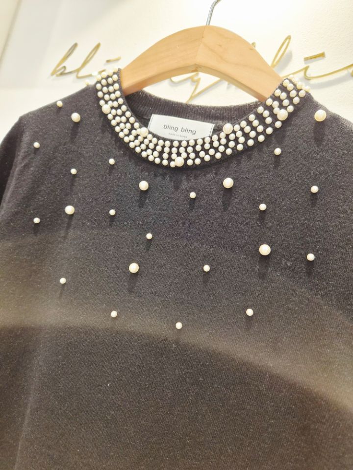 RICO/BLING BLING-S韓國東大門代購女士新款職業針織衫珍珠領RICO/BLING BLING-S針織衫