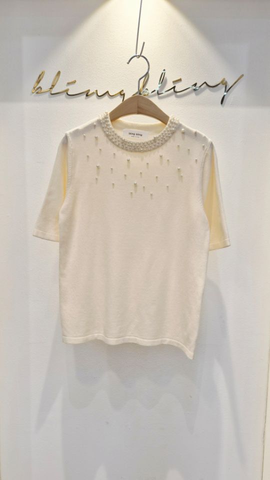 RICO/BLING BLING-S韓國東大門代購女士新款職業針織衫珍珠領RICO/BLING BLING-S針織衫圖色1