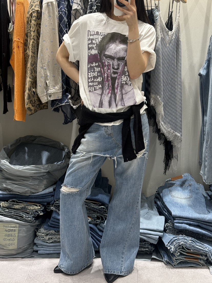 SHIRRING韓國東大門直郵女士新品26春夏人氣熱賣牛仔褲復古SHIRRING牛仔褲