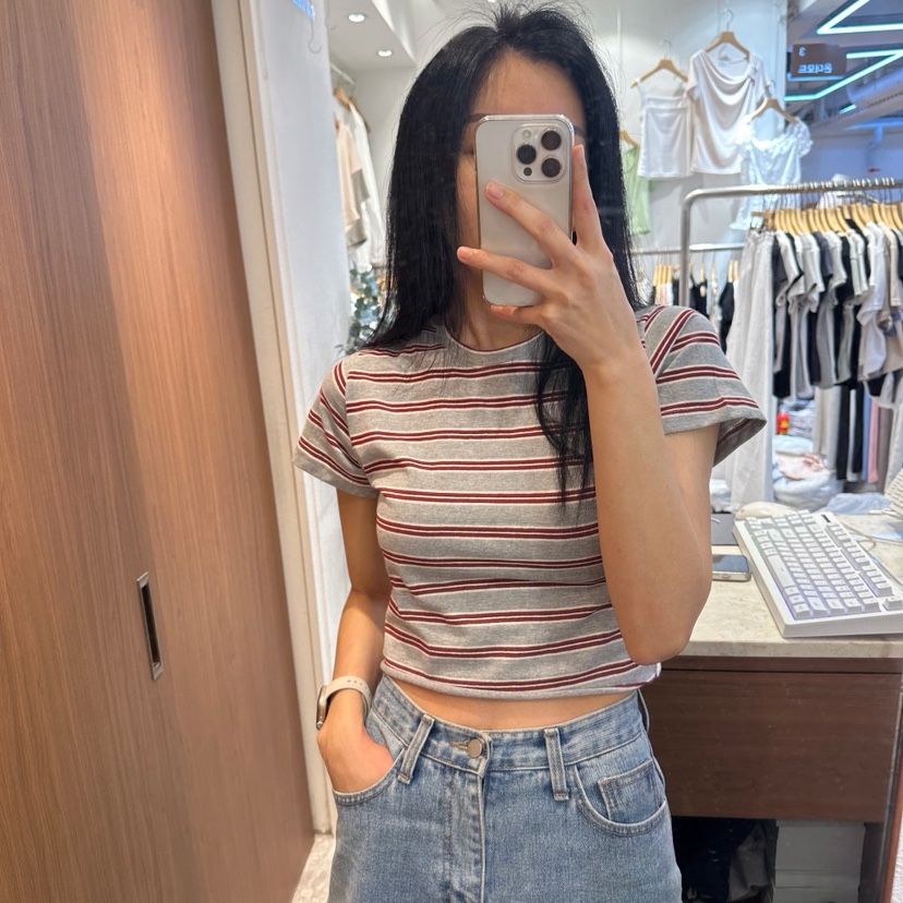 ON THE MODE韓國直郵實拍女士新款26春夏推薦職業T恤條紋ON THE MODET恤