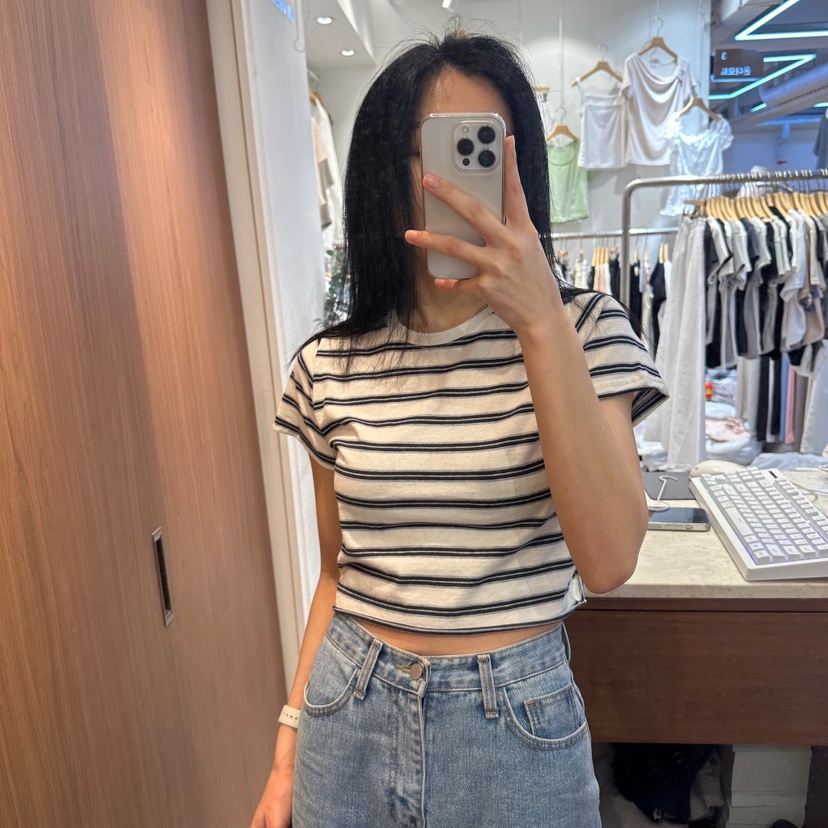 ON THE MODE韓國直郵實拍女士新款26春夏推薦職業T恤條紋ON THE MODET恤
