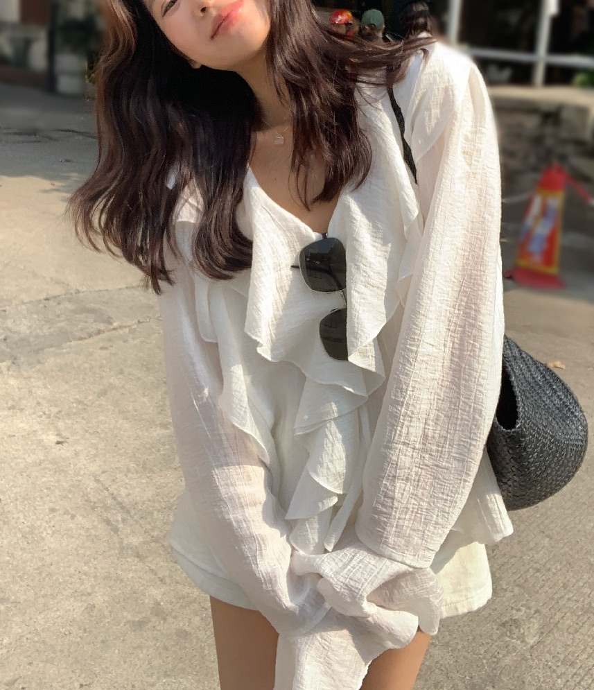 OLA韓國東大門代購女士新品休閑26春夏熱賣人氣襯衫蕾絲衫mellor/OLA襯衫/蕾絲衫