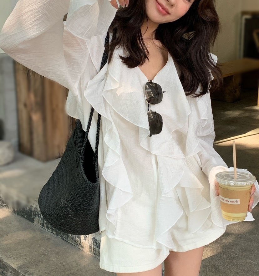 OLA韓國東大門代購女士新品休閑26春夏熱賣人氣襯衫蕾絲衫mellor/OLA襯衫/蕾絲衫