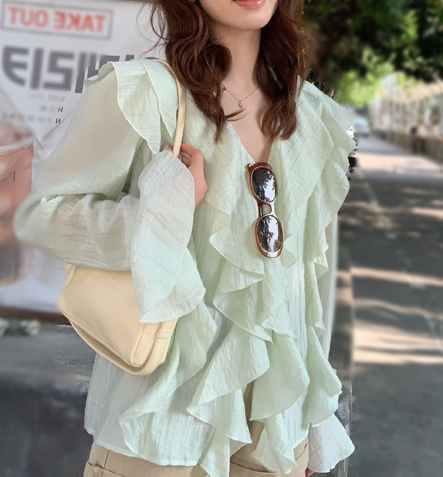 OLA韓國東大門代購女士新品休閑26春夏熱賣人氣襯衫蕾絲衫mellor/OLA襯衫/蕾絲衫