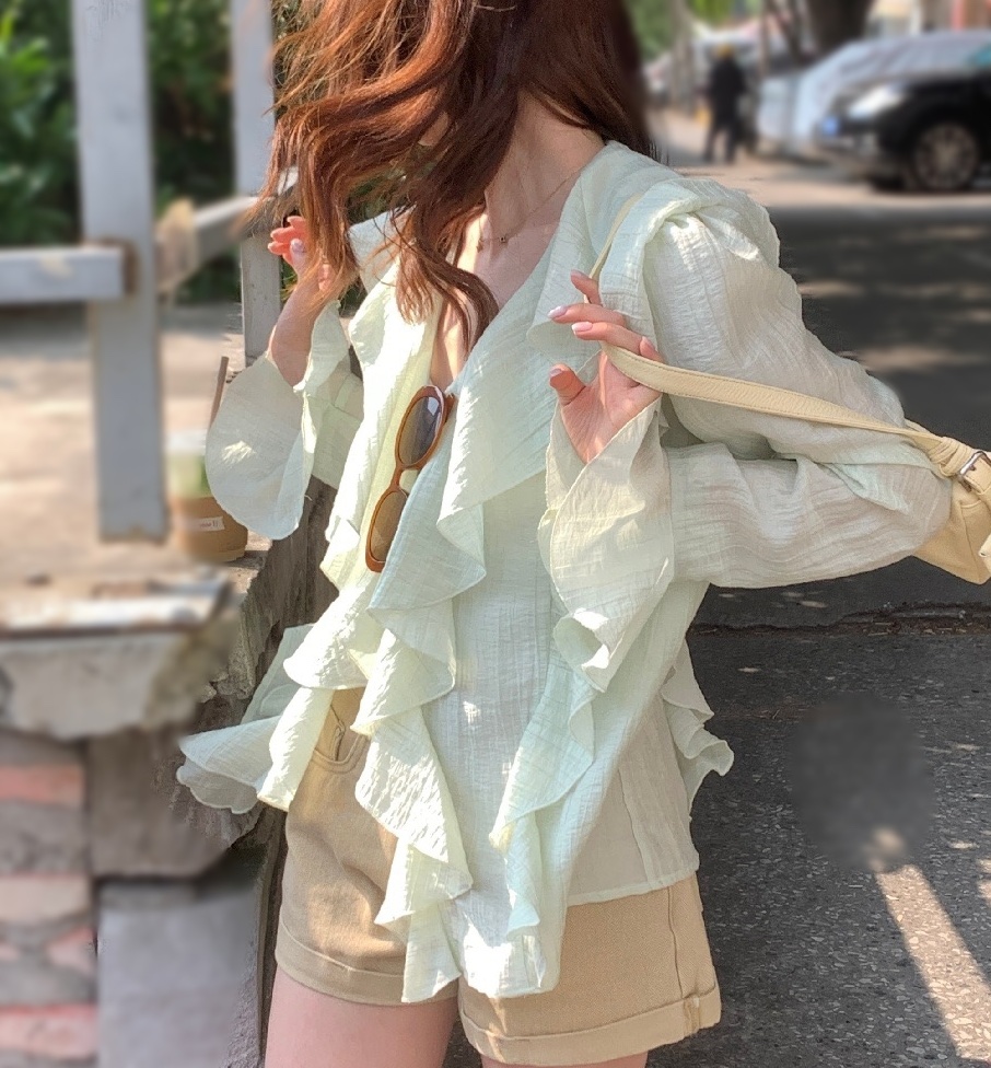 OLA韓國東大門代購女士新品休閑26春夏熱賣人氣襯衫蕾絲衫mellor/OLA襯衫/蕾絲衫