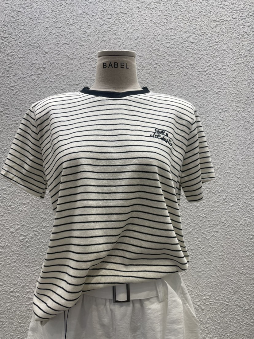 BABEL韓國東大門代購女裝新款職業人氣推薦時尚T恤刺繡條紋BABELT恤