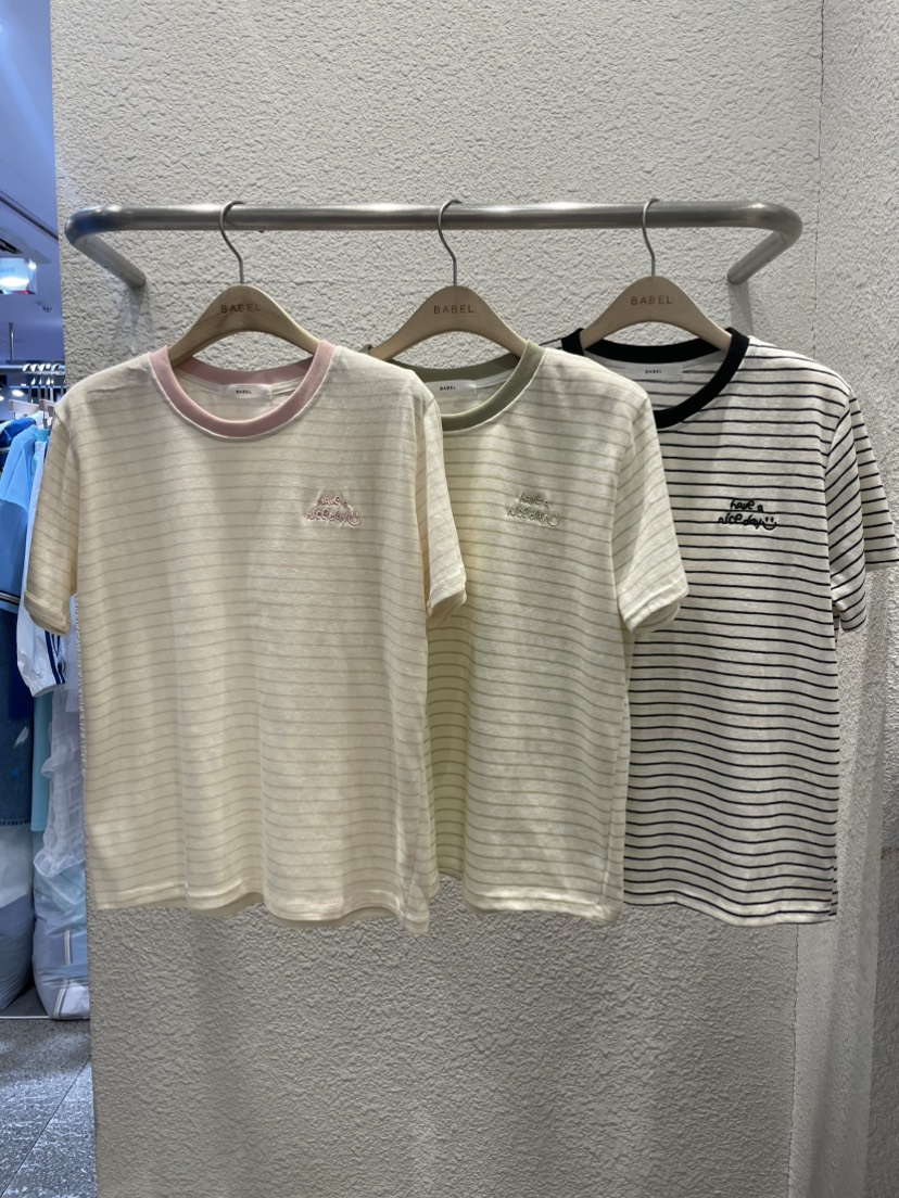 BABEL韓國東大門代購女裝新款職業人氣推薦時尚T恤刺繡條紋BABELT恤