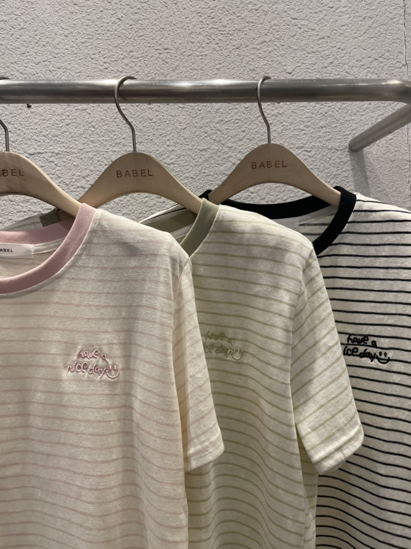 BABEL韓國東大門代購女裝新款職業人氣推薦時尚T恤刺繡條紋BABELT恤