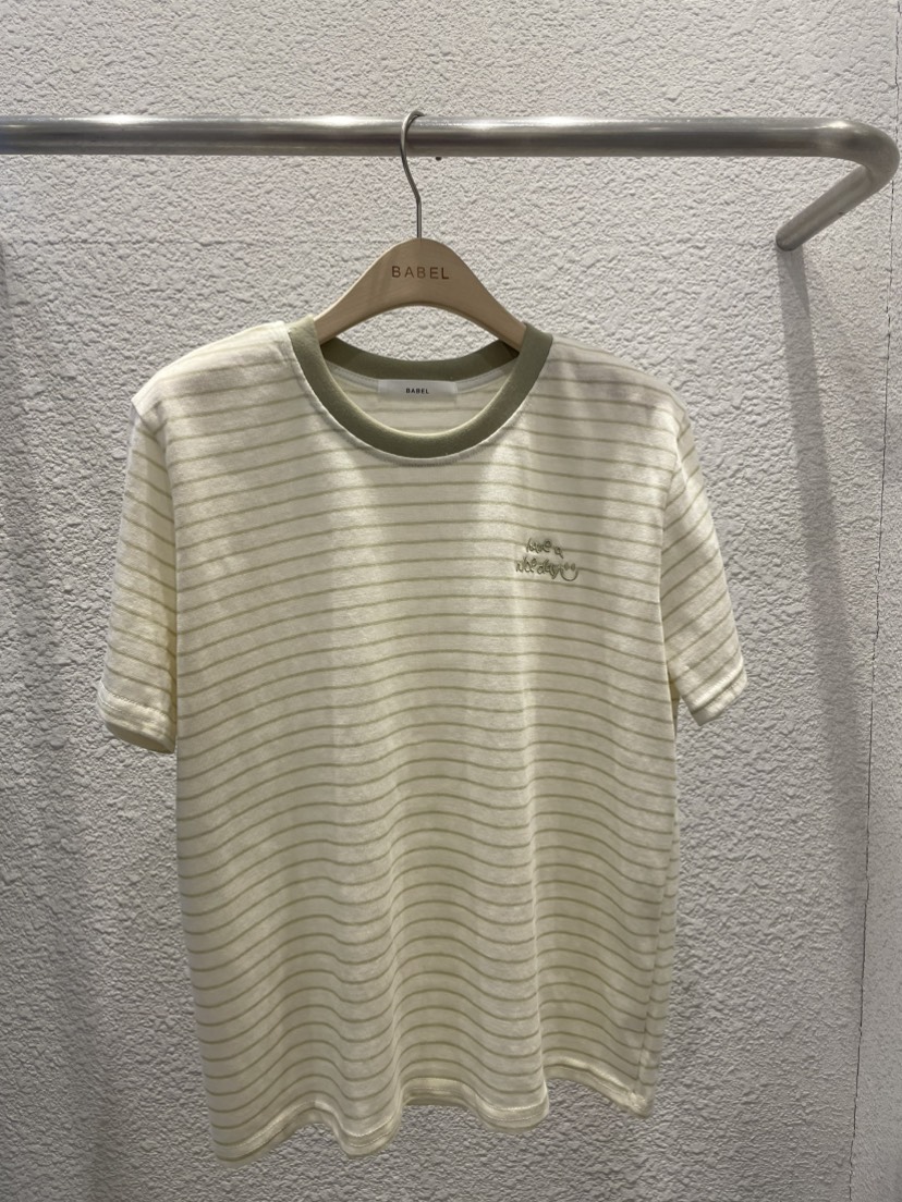 BABEL韓國東大門代購女裝新款職業人氣推薦時尚T恤刺繡條紋BABELT恤圖色1