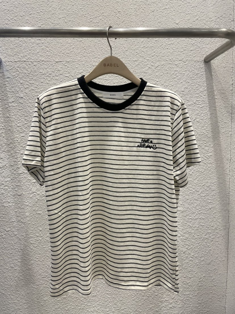BABEL韓國東大門代購女裝新款職業人氣推薦時尚T恤刺繡條紋BABELT恤圖色3