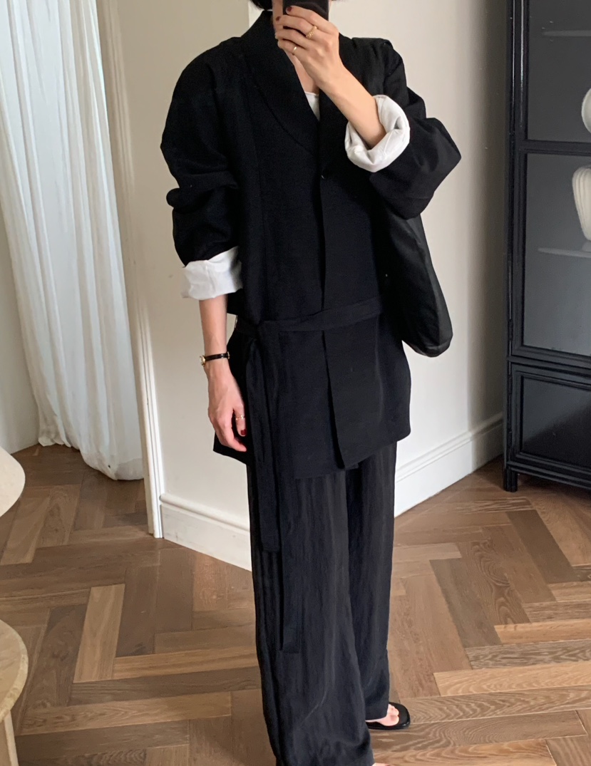 A Flan韓國東大門代購女士新品人氣推薦熱賣職業夾克亞麻AFN/FLAN EDITION夾克