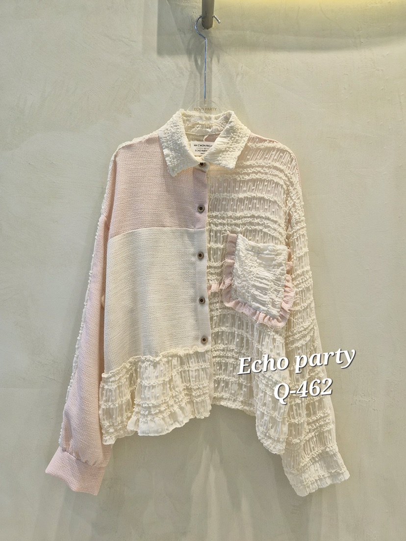 ECHOPARTY韓國東大門代購女裝新品職業26春夏時尚襯衫蕾絲衫ECHOPARTY襯衫/蕾絲衫圖色1