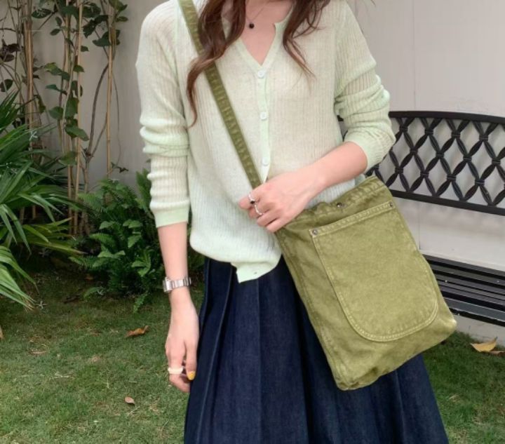 TROUVAILLE韓國東大門直郵女士新品人氣單肩斜跨包口袋水洗TROUVAILLE單肩/斜跨包