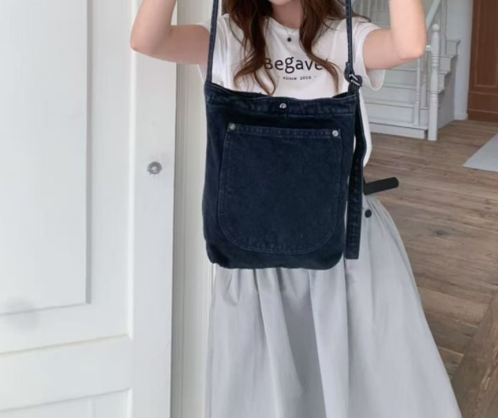 TROUVAILLE韓國東大門直郵女士新品人氣單肩斜跨包口袋水洗TROUVAILLE單肩/斜跨包