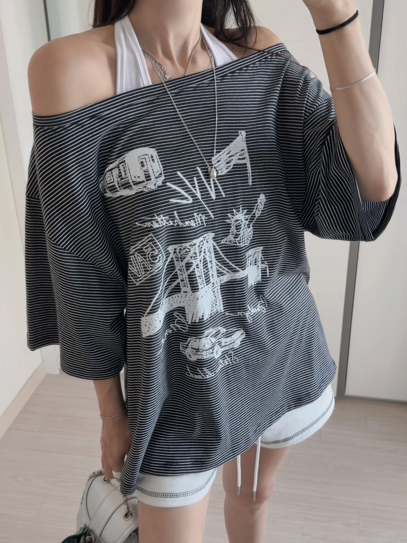 MORAN/MOSCO/SUGAR CASE韓國代購女士新品推薦T恤不含吊帶露肩MORAN/MOSCO/SUGAR CASET恤